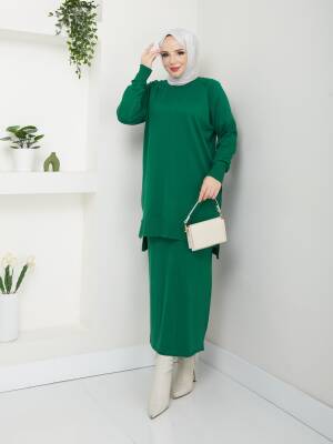 Zümrüt Yeşili Merserize Tüylenmez İkili Takım