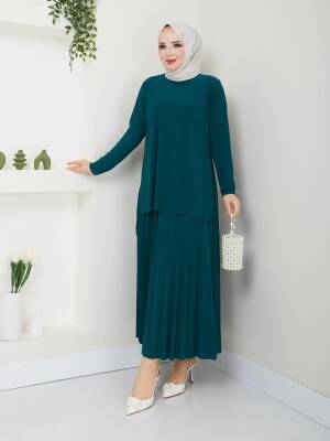 Zümrüt Yeşili Piliseli Sandy Etekli Takım