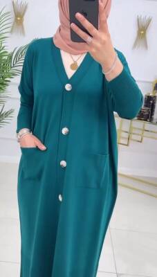 Zümrüt Yeşili Yarasa Kol Triko Hırka